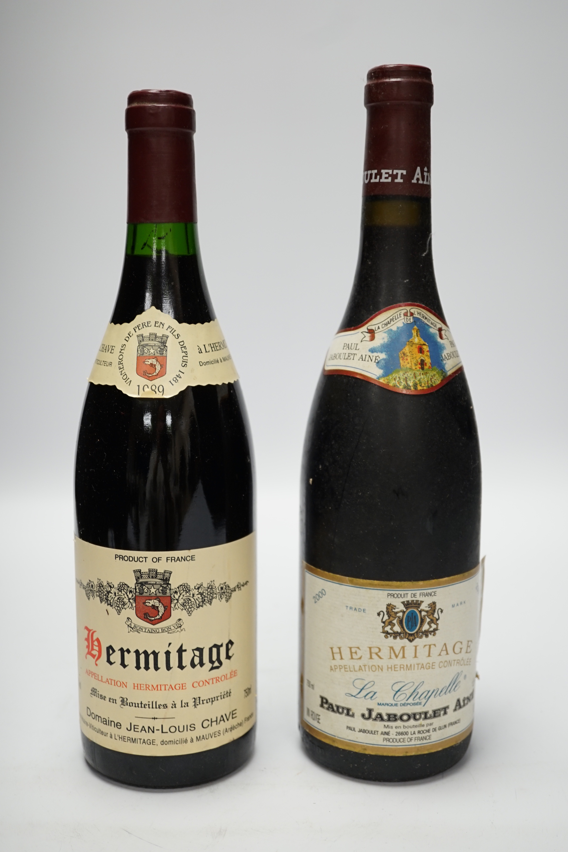 One bottle of Hermitage, Jean-Louis CHAVE wine 1989, one bottle Hermitage La Chapelle Paul Jaboulet Aine1988, three bottles of Hermitage La Chapelle 1999 and five bottles of Hermitage La Chapell 2000 (10)